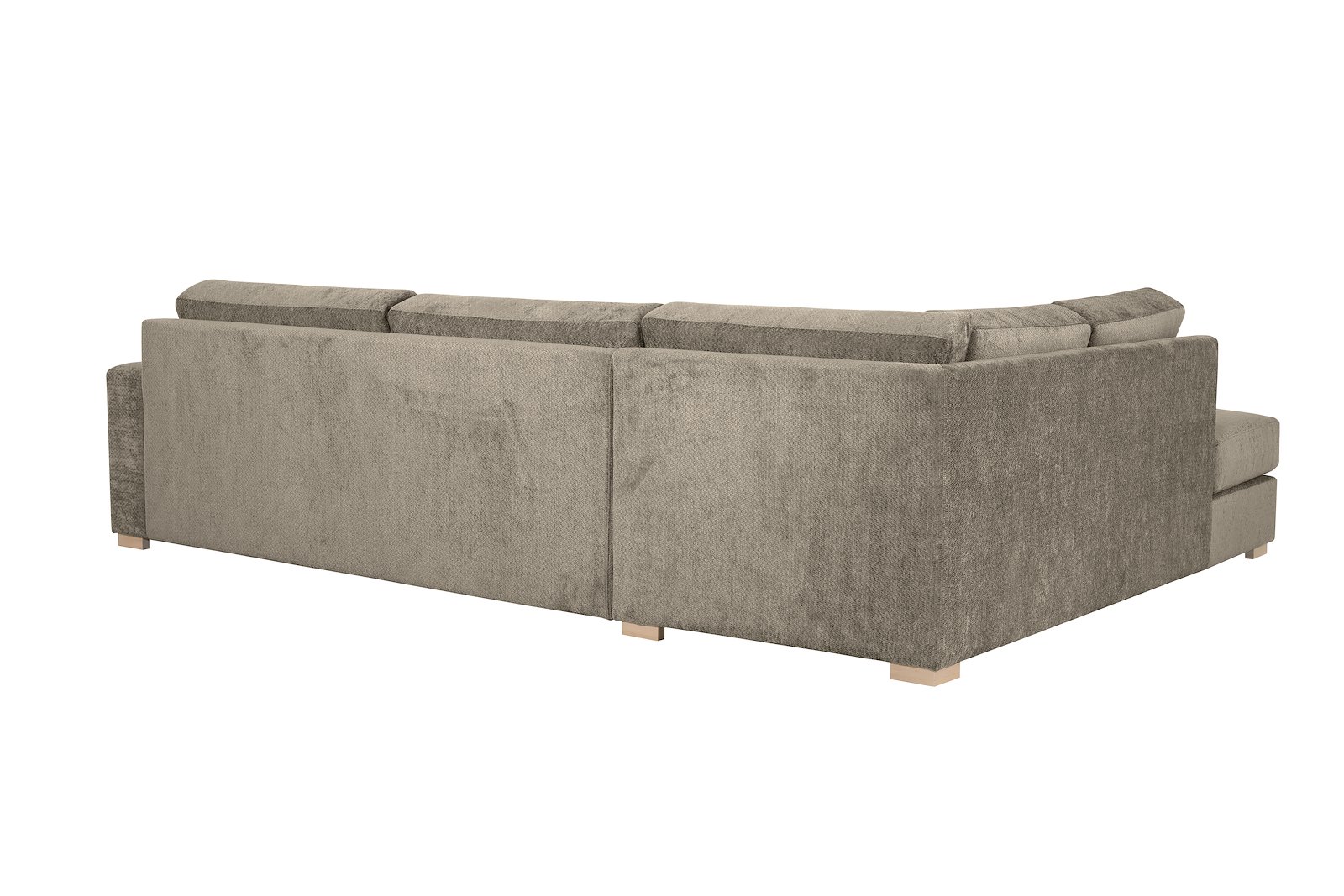 Modern Living hjørnesofa 3-seter med åpen ende venstre i tekstil Movie 13/1 Light Khaki med arm A og ben 1 hvitvasket eik. Faste puter