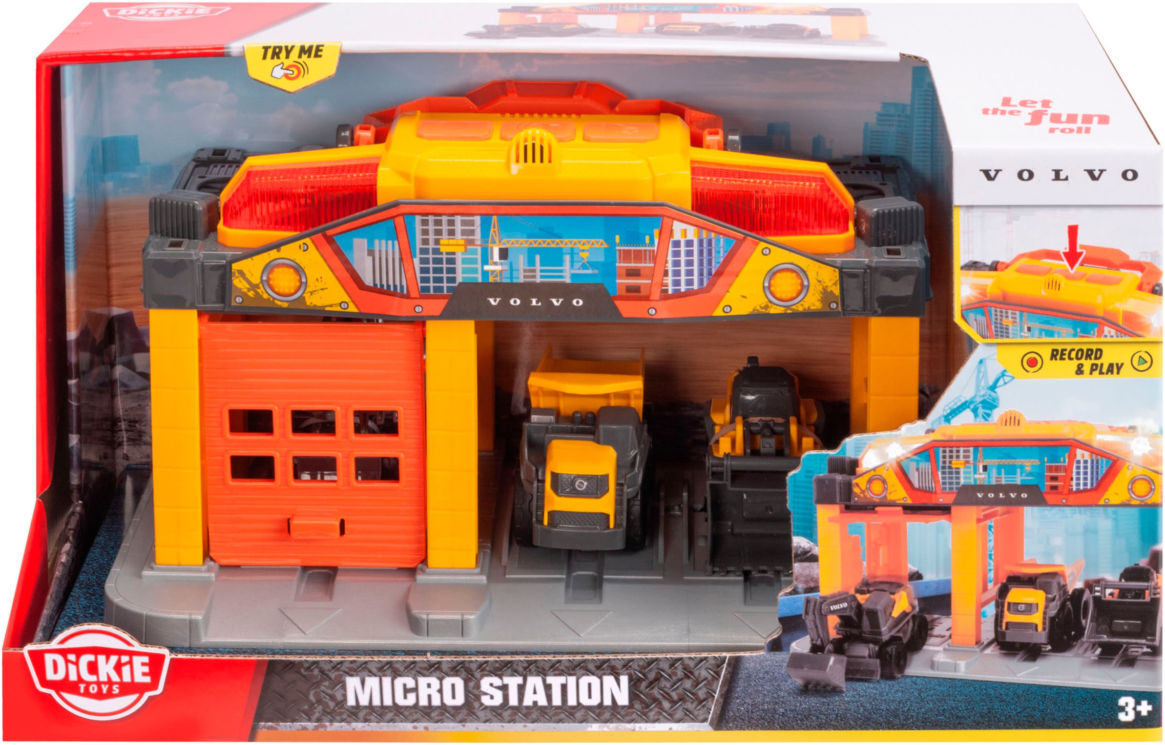 Dickie Toys Spiel-Gebäude »Micro Construction Station« inklusive 3 Volvo Baustellenfahrzeuge; mit Licht und Sound