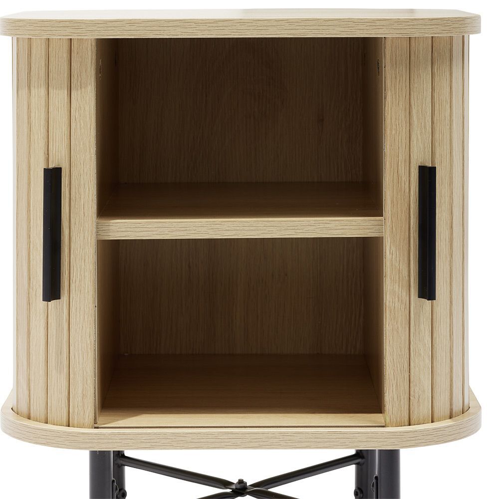 Chevet Grège bois naturel et noir - L40xP35xH52 cm