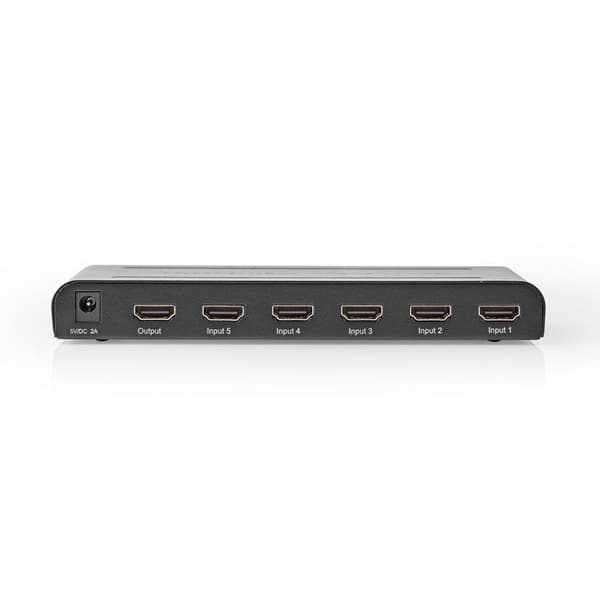 Nedis HDMI ™ Switch | 5-Port port(s) | 5x HDMI™ Inngang | 1x HDMI ™ -utgang | 4K@60Hz | 18 Gbps | Fjernstyrtkontrolert | Metall | Antrasitt