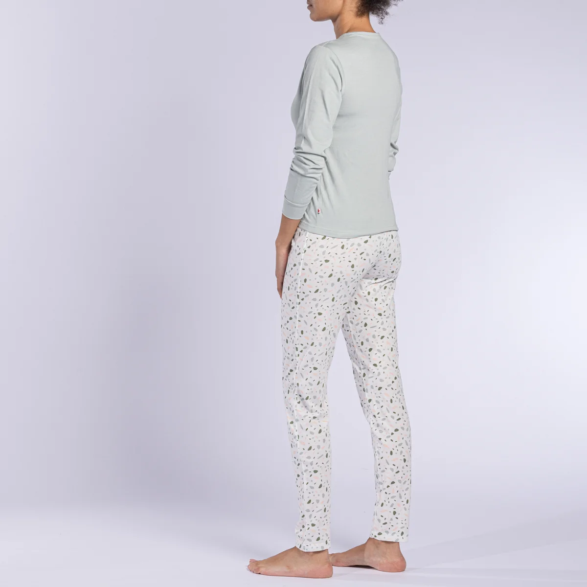 Pyjama femme TERRE vert clair/imprimé