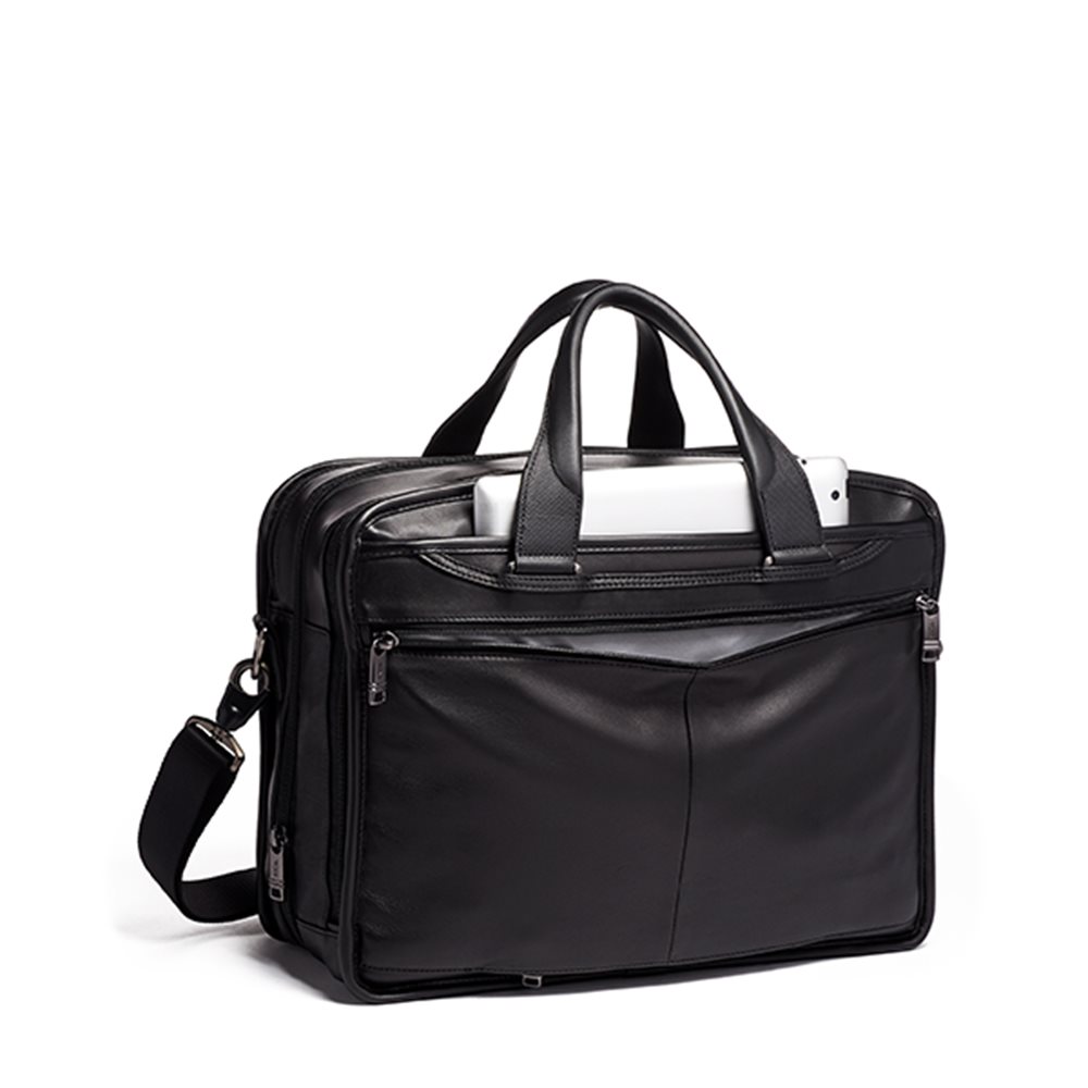 Tumi Alpha Expandable Organizer Laptop Brief Leather black