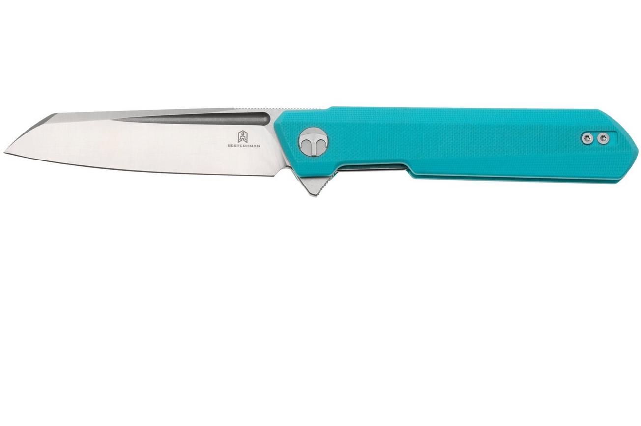 Bestechman Dundee Sheepsfoot BMK09B Satin D2, Seafoam G10, zakmes