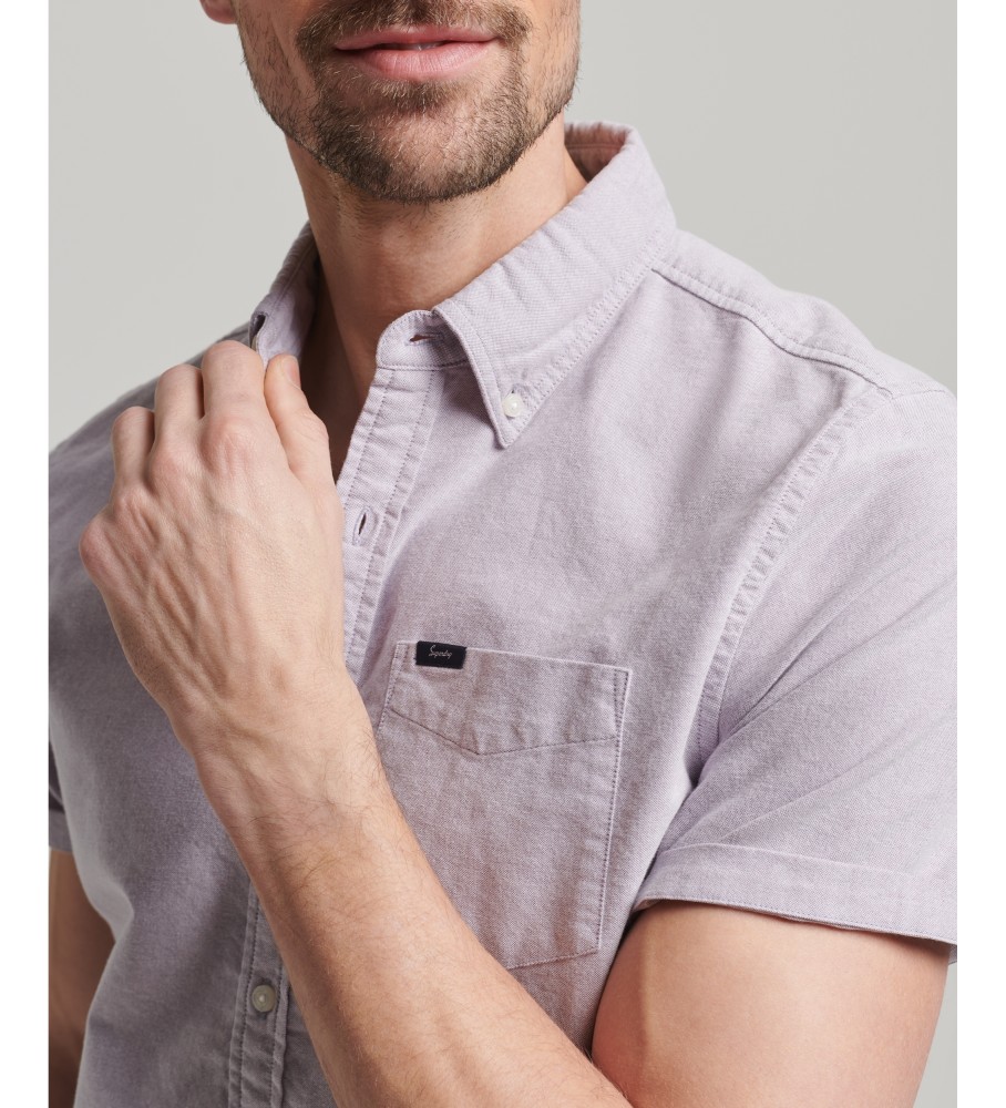 Camisa Oxford de manga curta rosa claro da Superdry
