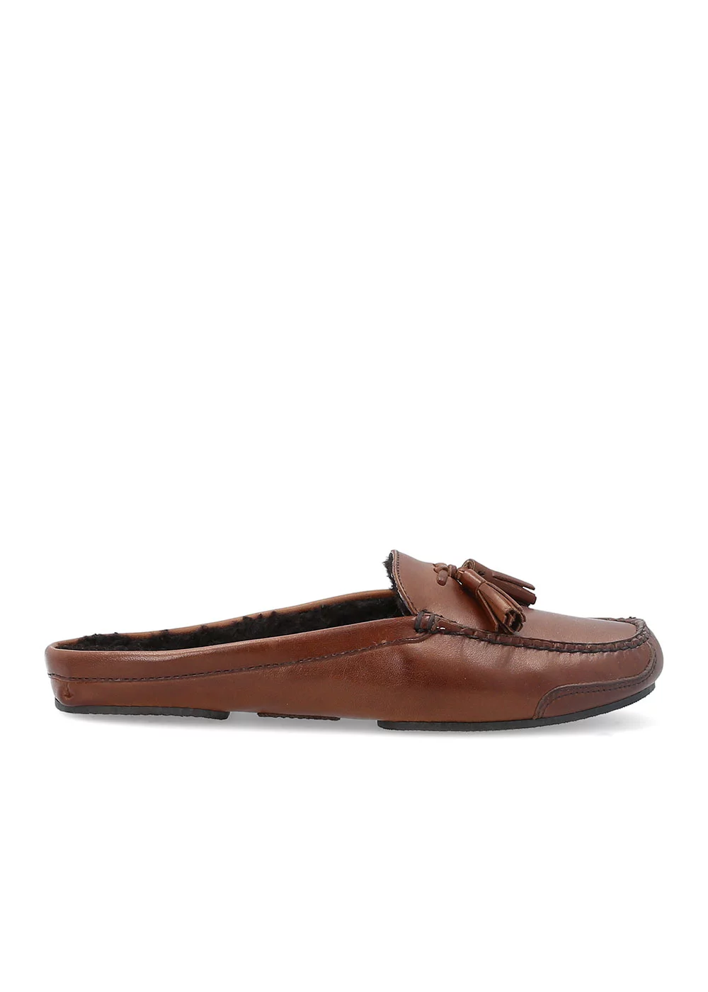 PANTOUFLE FUR MULE SLIPPERS CUIR