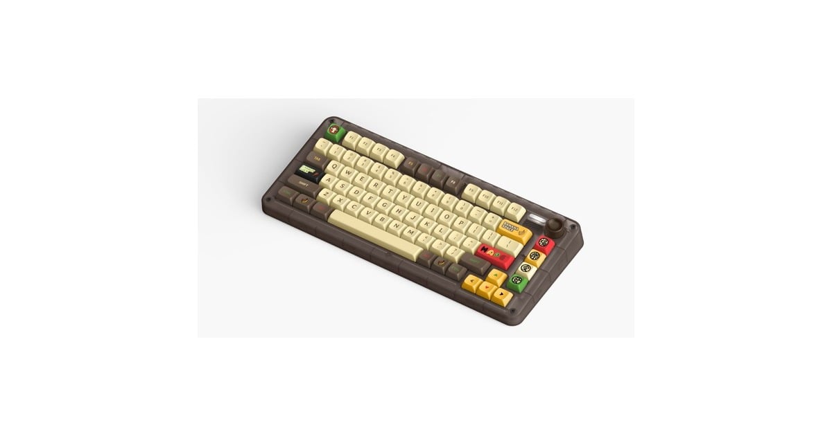 IqunixZX75 Happy Ape Wireless Mechanical Keyboard, gaming toetsenbord  (Bruin/geel, US lay-out, TTC Holy Panda, RGB leds, 75%, Hot-swappable, Double-shot PBT, 2.4GHz | Bluetooth 5.1 | USB-C)
