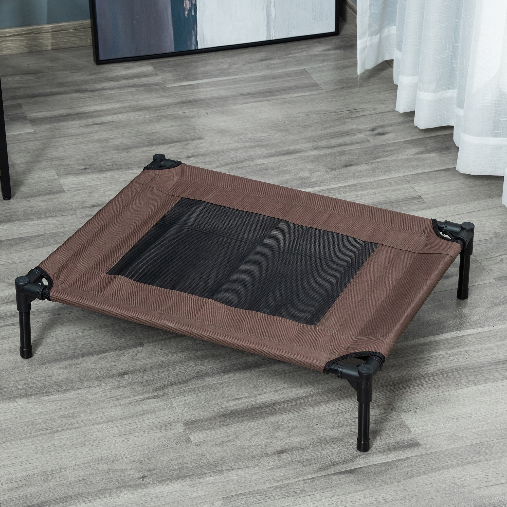 PawHut Hundebett mit erhöhtem Design braun 76L x 61B x 18H cm