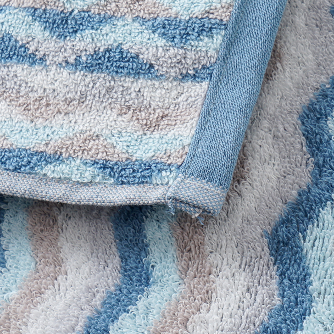 My Home Gästehandtuch mit Zick-Zack-Muster blau / beige