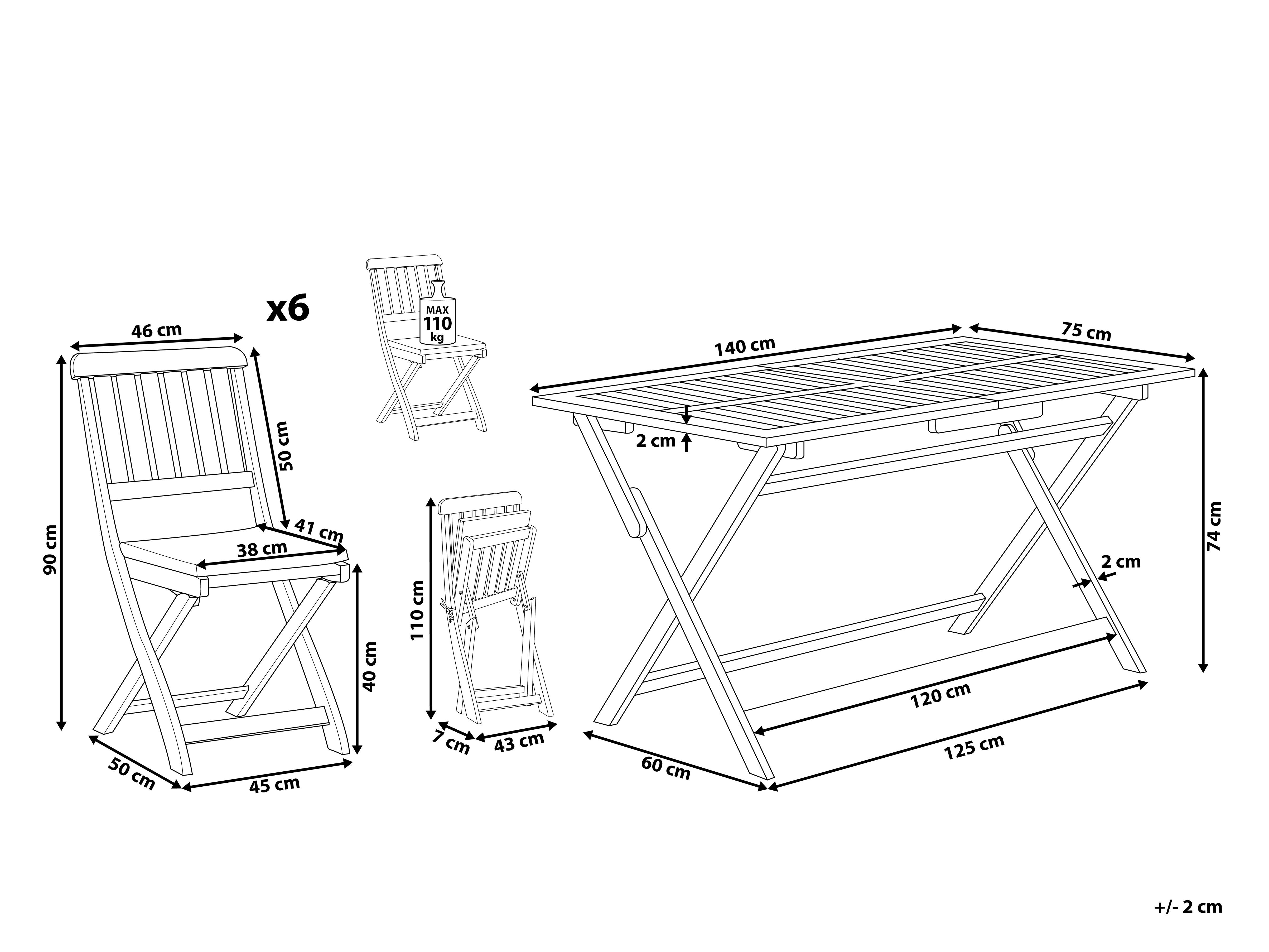 Tuinset 6-zits CENTO met kussens Acaciahout Bruin