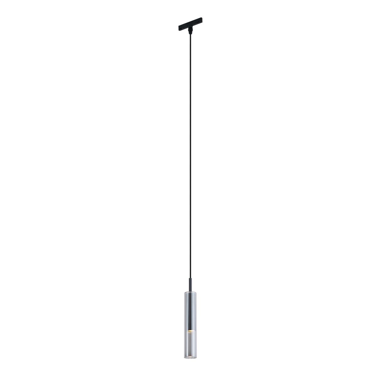 Moderne spot zwart met smoke glas voor railsysteem 1-fase - Slimline Loyce