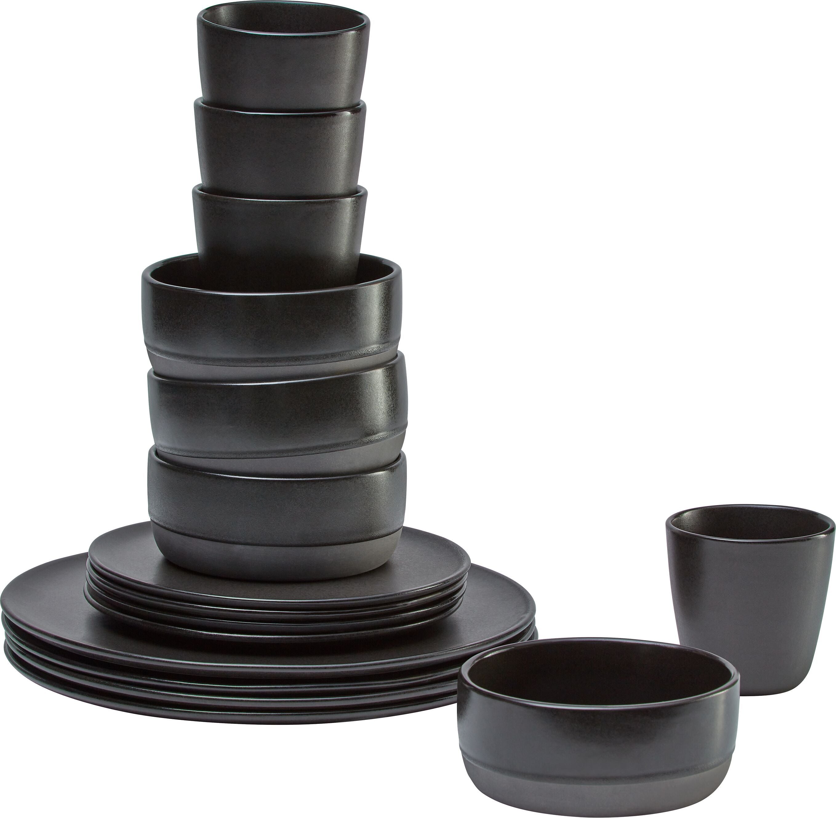 RAW TITANIUM Geschirr-Set - Schwarz