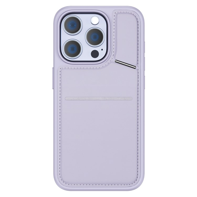 iPhone 15 Pro Max MagSafe Hybrid Leder Hülle mit Kartenfach   Kickstand Aufsteller (RFID Schutz) - Lila
