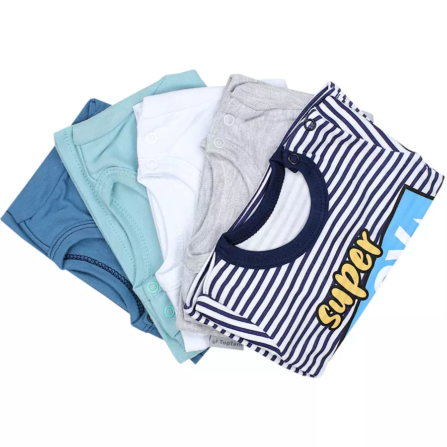 TupTam Baby Jungen Langarmshirt 5er Set weißgrau