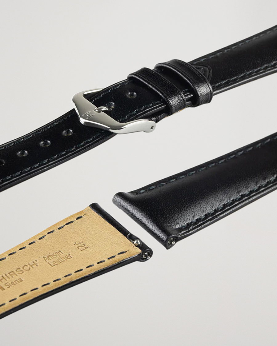 HIRSCH Siena Tuscan Leather Watch Strap Black