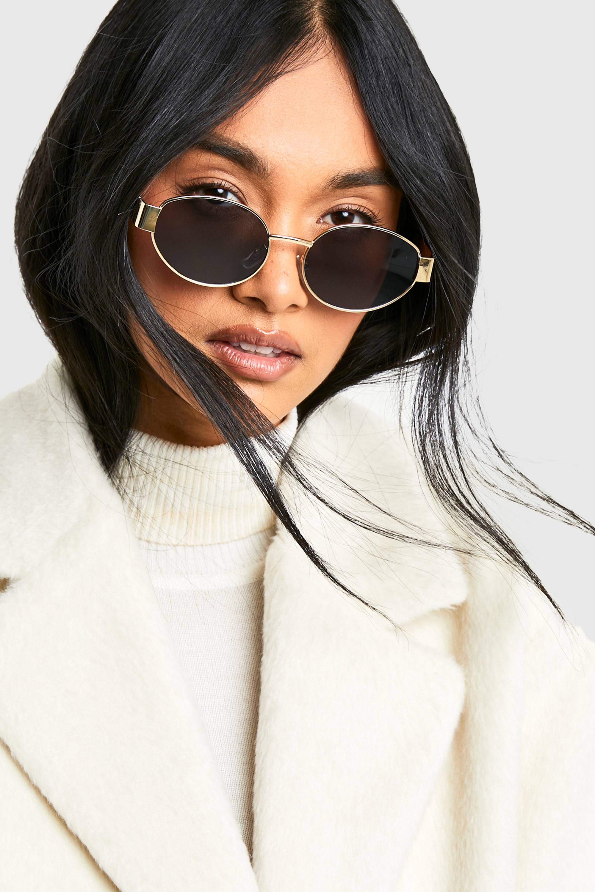 boohoo Lunettes de soleil rétro ovales en or