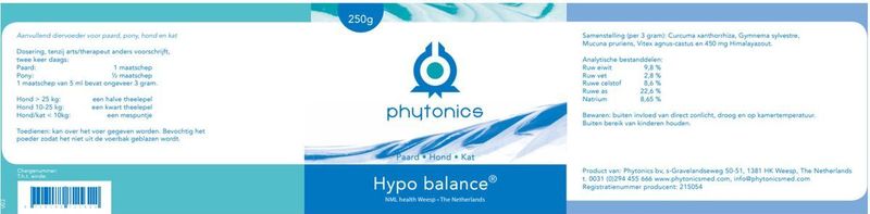 Phytonics Hypo Balance - Supplement - Hormonen huishouding - 250 g Hond/Kat/Paard