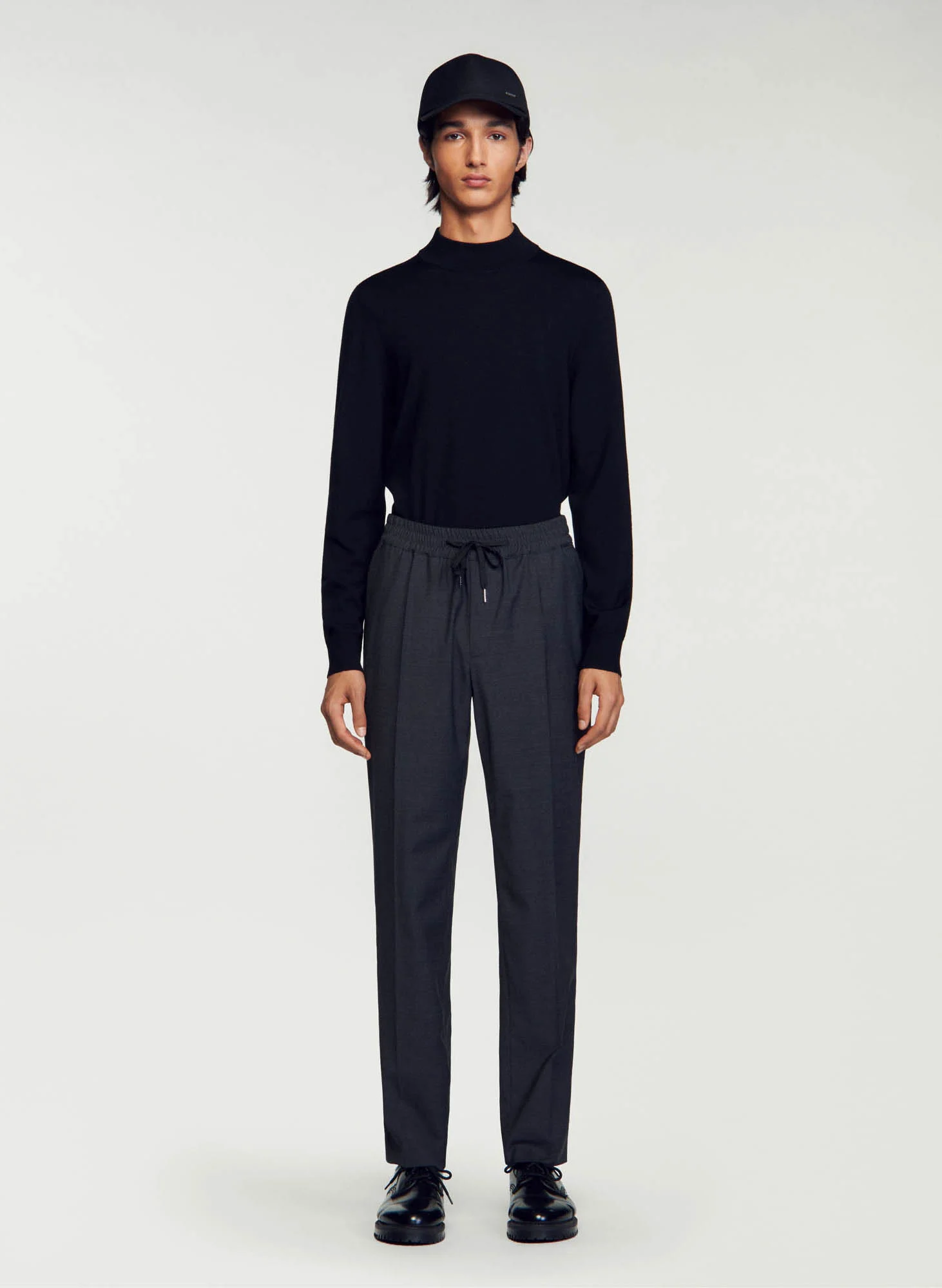 Pantalon droit élastiqué | Gris