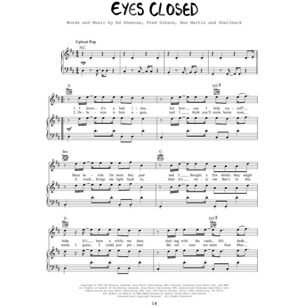 Hal Leonard Ed Sheeran - Subtract voor piano, zang en gitaar