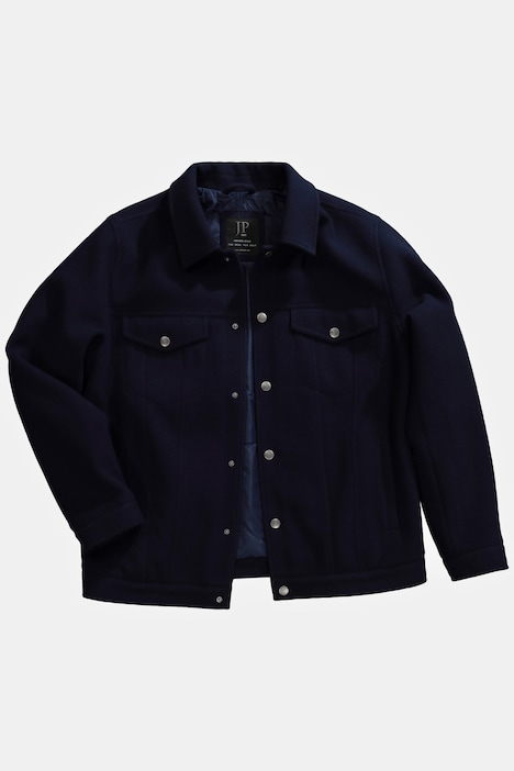 Jacke, Truckerstyle, Wolloptik, Druckknöpfe, Klappentaschen, bis 8 XL