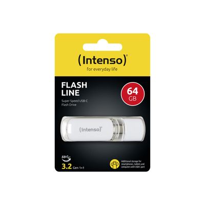 Intenso Flash Line - Clé USB 64 Go - USB-C 3.1 Gen 1 - blanc