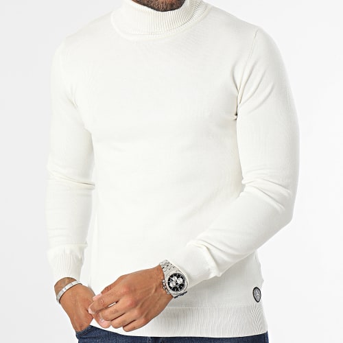 Pull Col Roulé Blanc