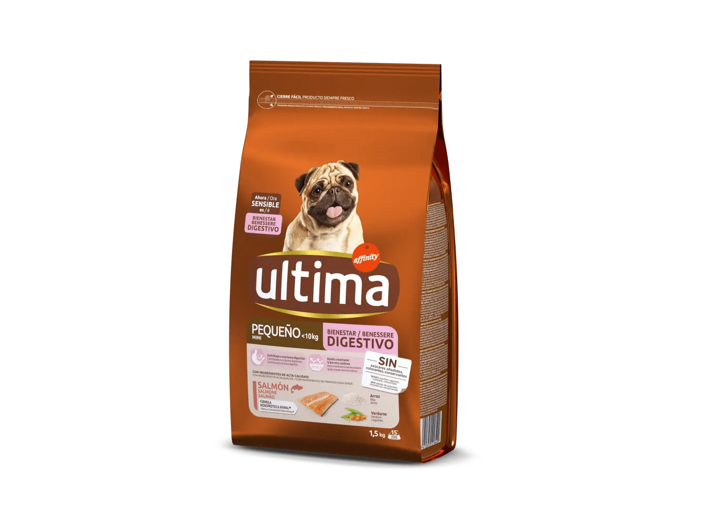 RAÇÃO PARA CÃO ULTIMA MINI SENSITIVE COM SALMÃO 1.5KG