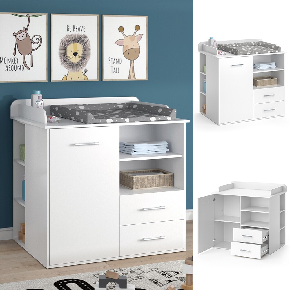 Vicco Wickelkommode Wickeltisch Wickelschrank Lea Weiß Wickelaufsatz Schublade
