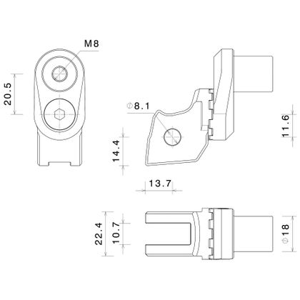 Adaptateur repose pied Rizoma Pilote - 18 mm - Excentrique - Noir