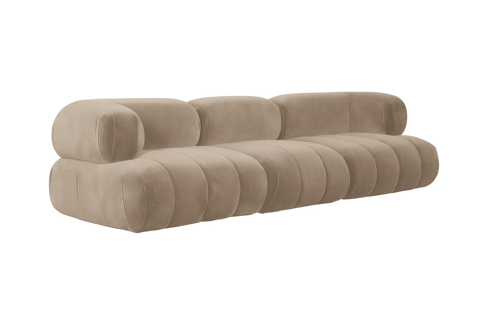 Leon modulsofa 1-seter. Midtmodul i tekstil Poly Velvet Taupe med ben i sort tre.