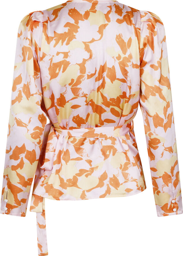 Neo Noir Milana Flower Brush Blouse Tangerine