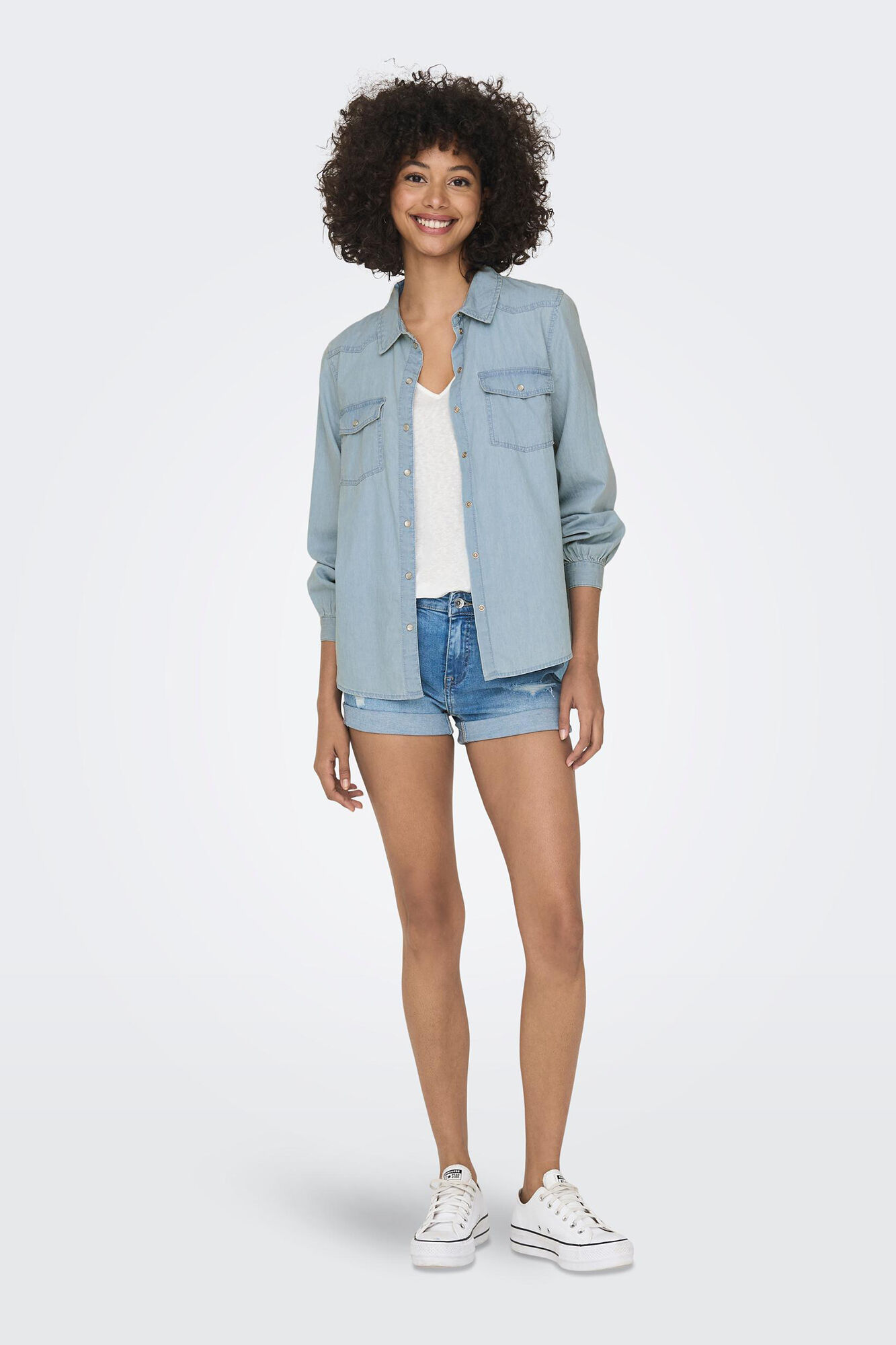 Camisa de algodão denim