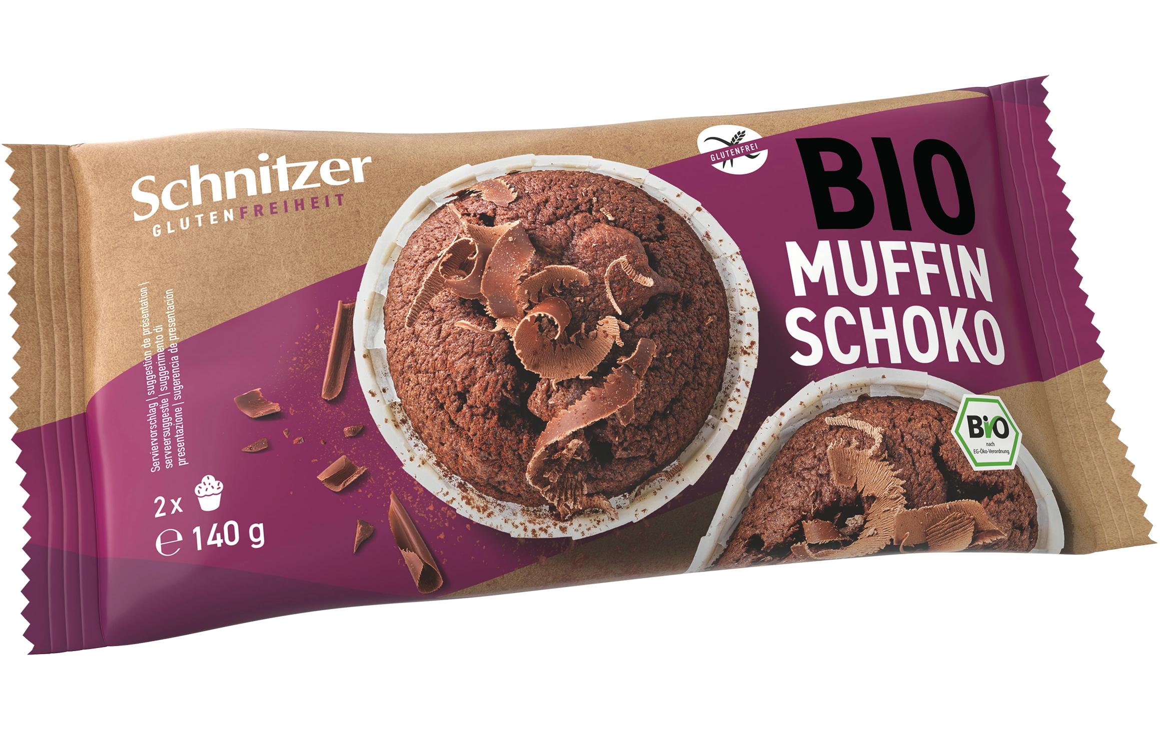 Gebäck Bio Muffin Schoko 140 gGlutenfreies Rührteiggebäck mit Zartbitterschokolade