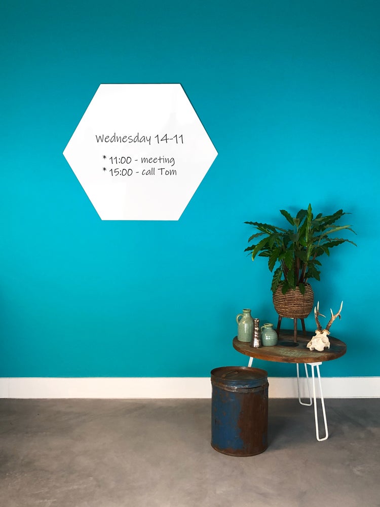 Randloos whiteboard - Hexagon - 100 cm - Magneetbord