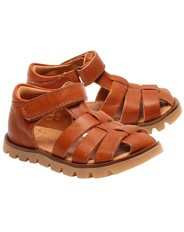 Leder-Sandalen BEKA mit Zehenschutz in cognac