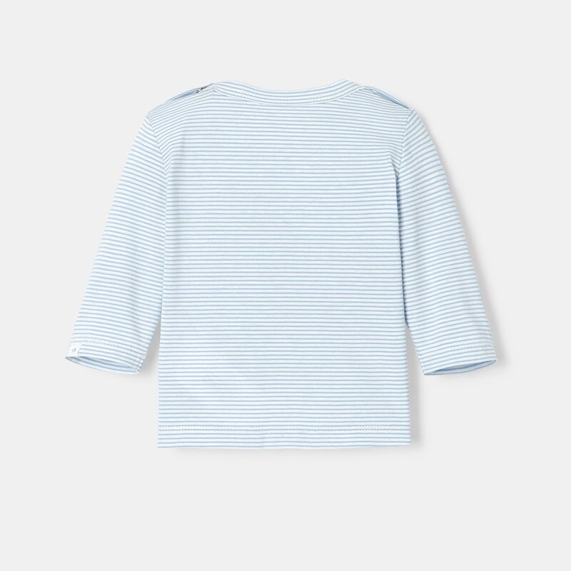 T-shirt à manches longues rayé en coton bio bleu naissance Absorba Bleu