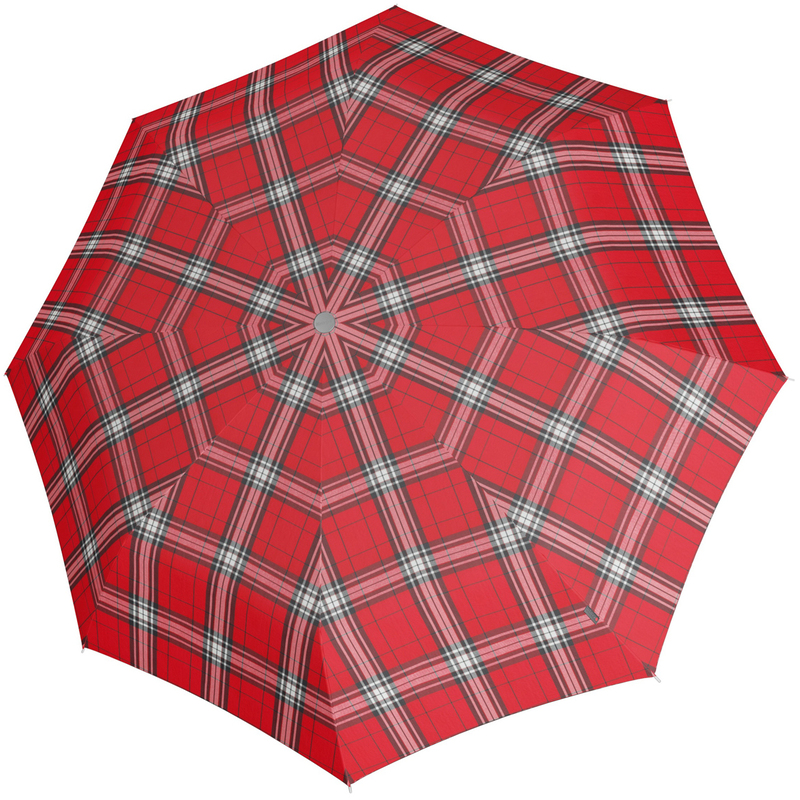 Knirps Regenschirm Duomatic, rot/navy kariert