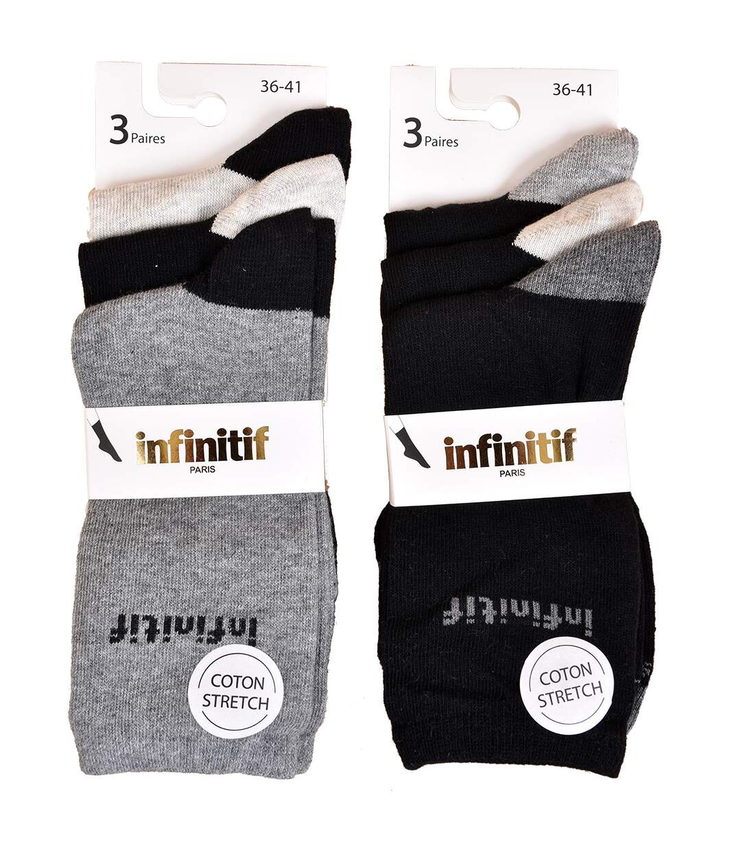 Chaussettes femme INFINITIF Qualité et Confort-Assortiment modèles photos selon arrivages- Pack de 6 Paires INFINITIF