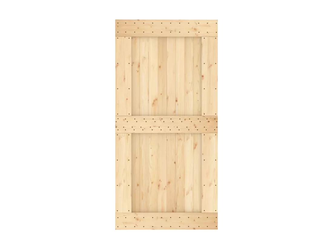 Porte coulissante et kit de quincaillerie 100x210 cm pin massif
