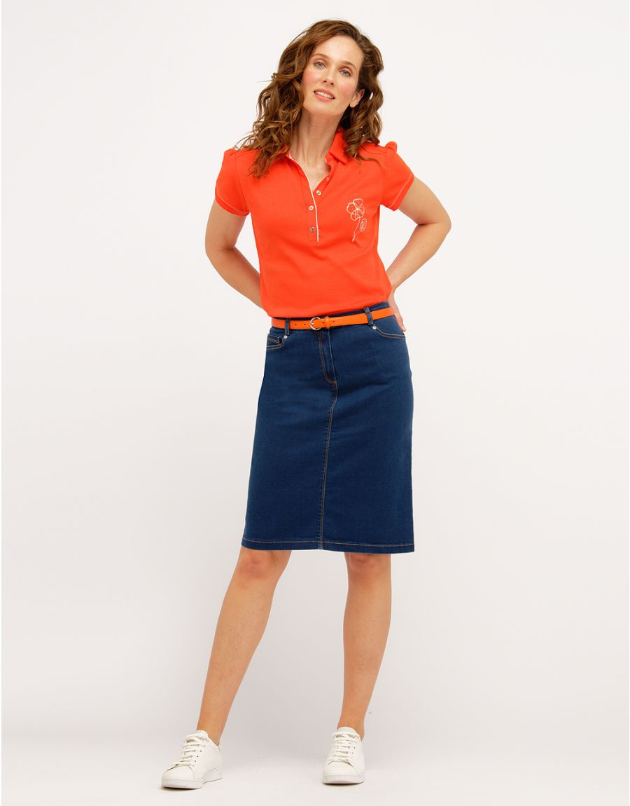 Jupe en denim bleu brut