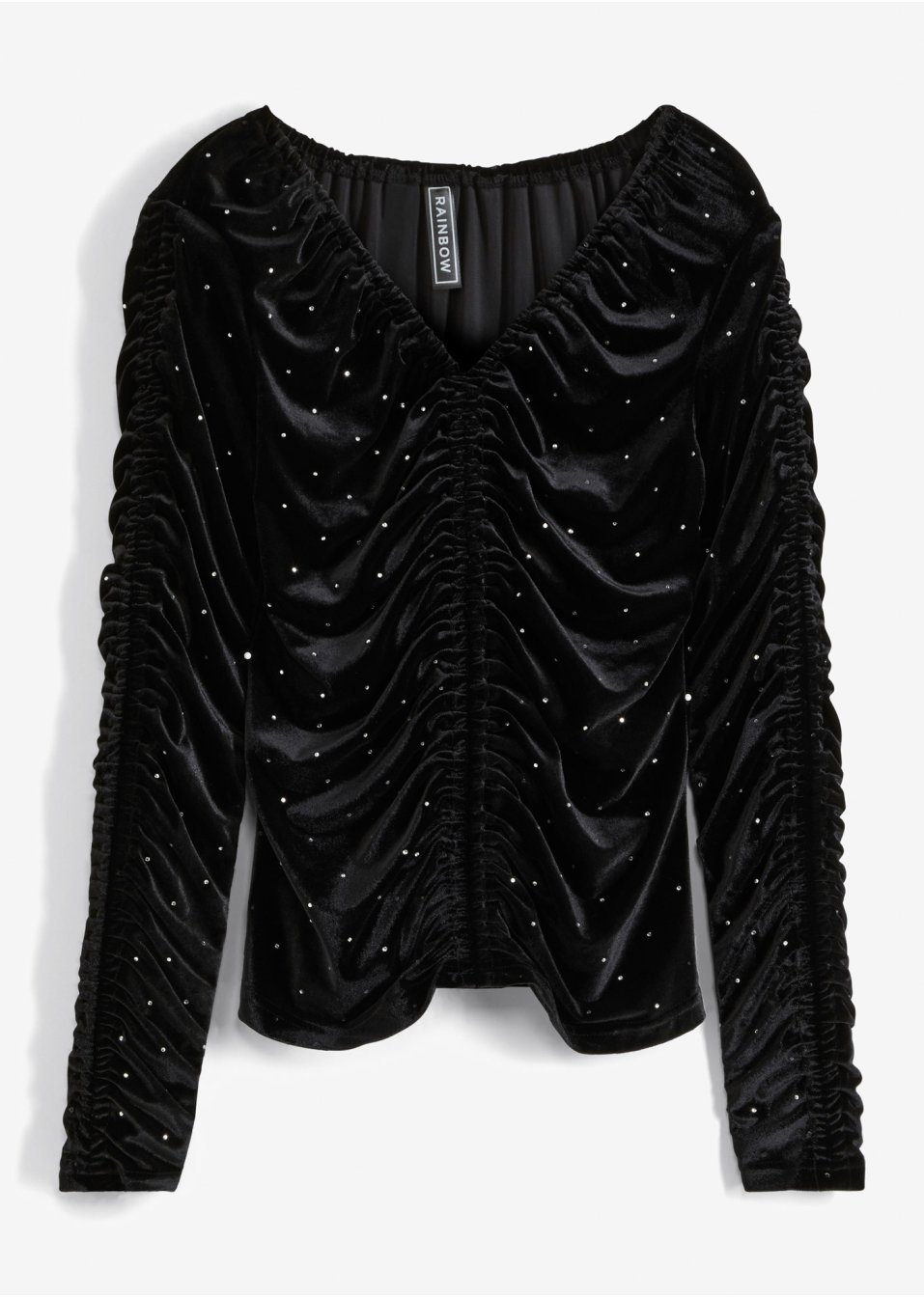 T-shirt manches longues en velours avec rivets