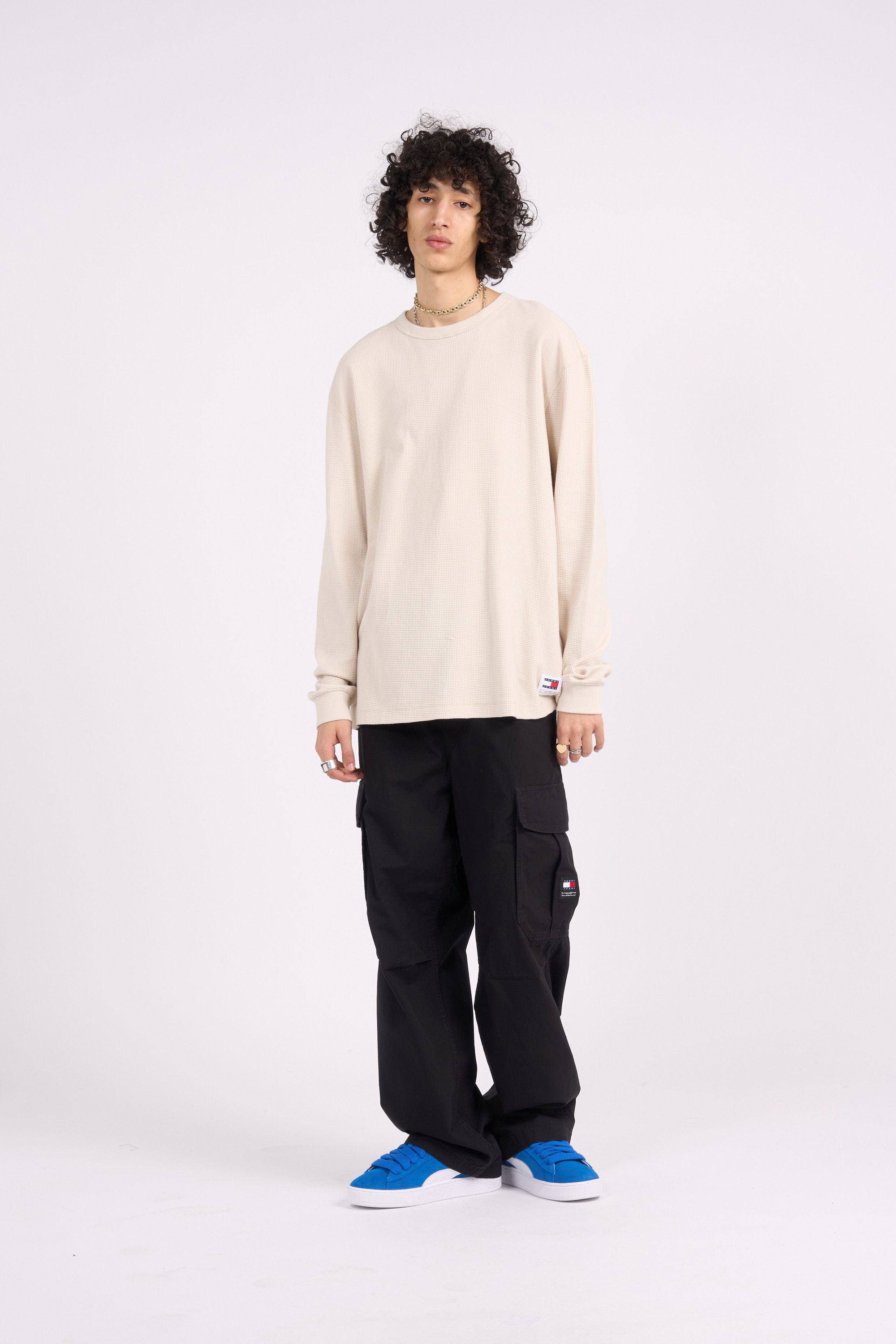 TOMMY JEANS Pull TJM REG LS WAFFLE TE Beige