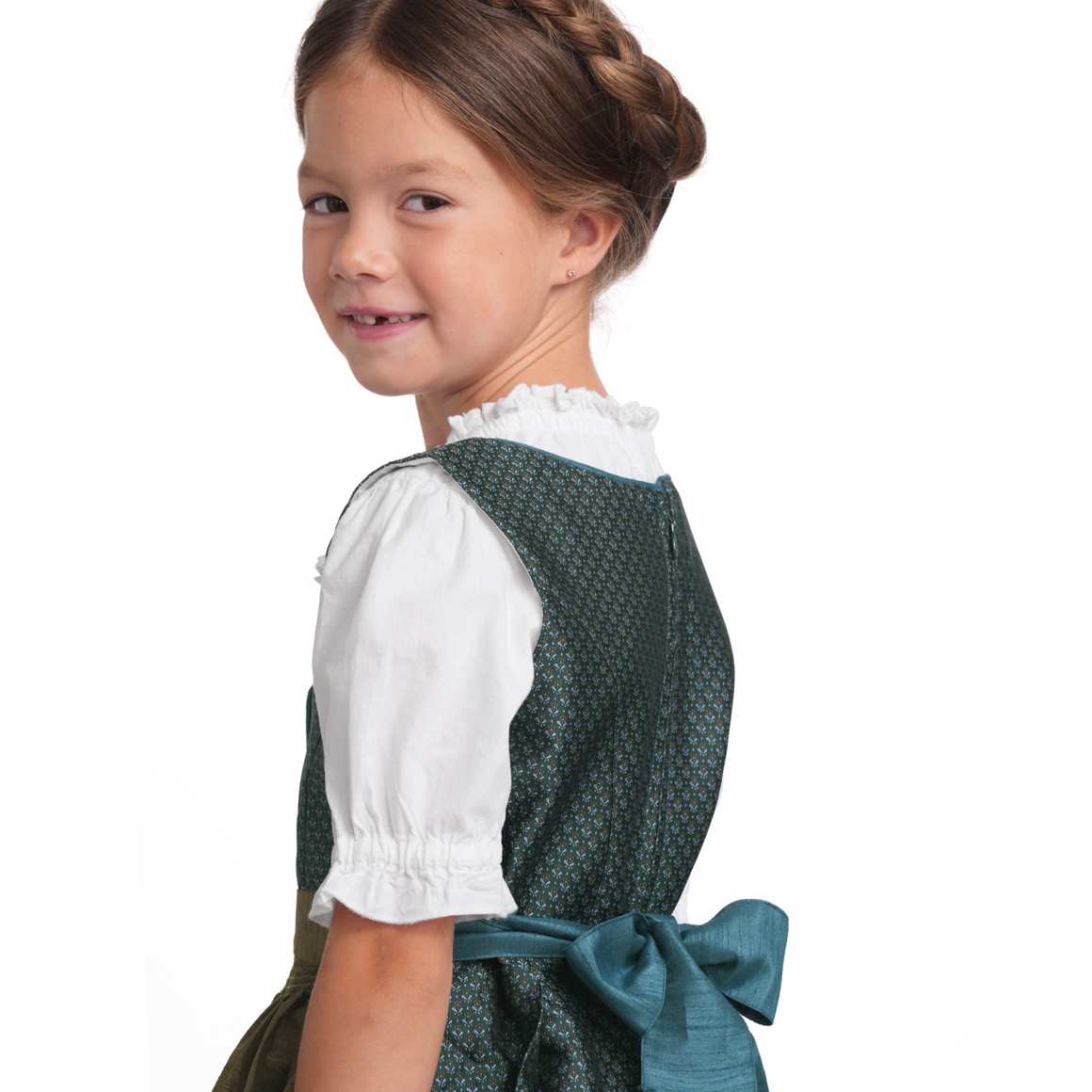 Topolino Mädchen Dirndl mit Jacquard-Muster petrol / helloliv
