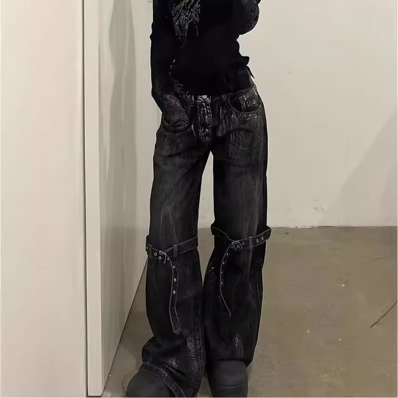 Rosesand - High Rise Washed Straight-Fit Wijde Jeans