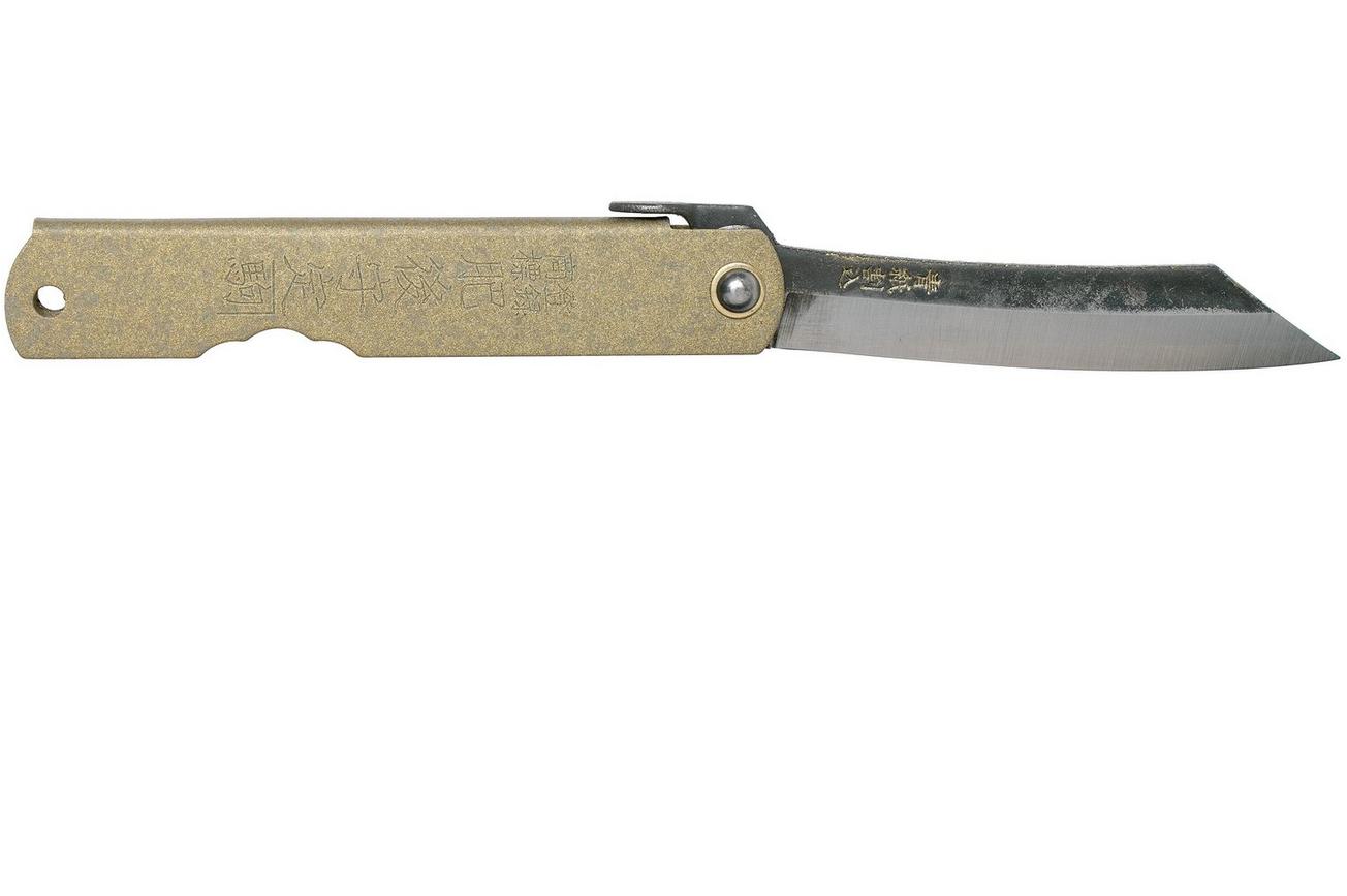 Higonokami zakmes 7,3 cm HIGOC1B, Blue paper steel, Bronze Finished Steel
