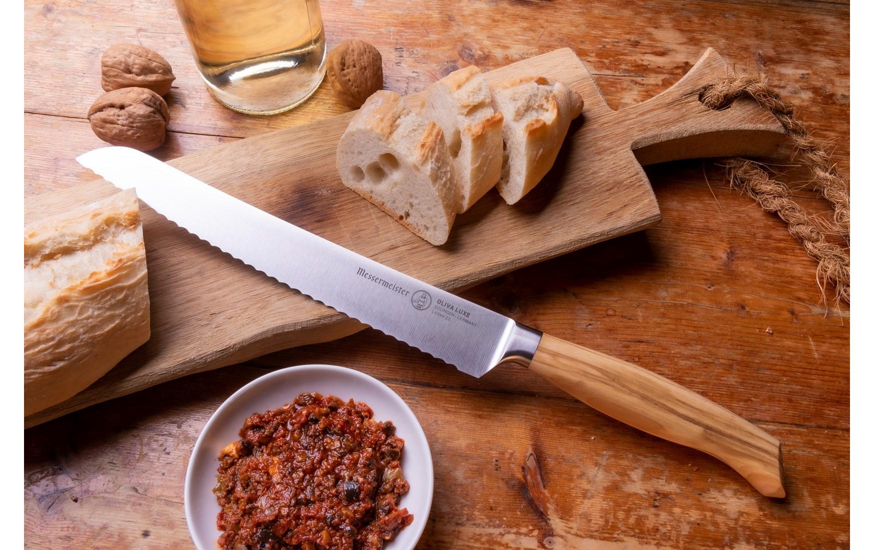 Brotmesser Oliva Luxe 23 cm, Nature/Silber<br>Brotschneidemesser