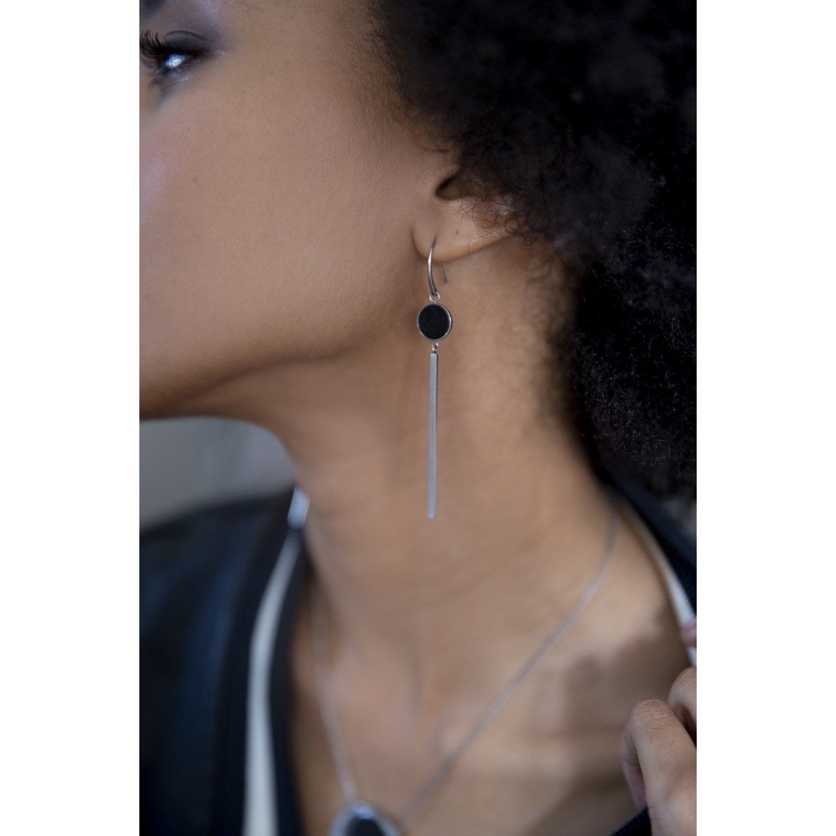 Boucles d'oreilles pendantes en Acier 316L - blanc brillant