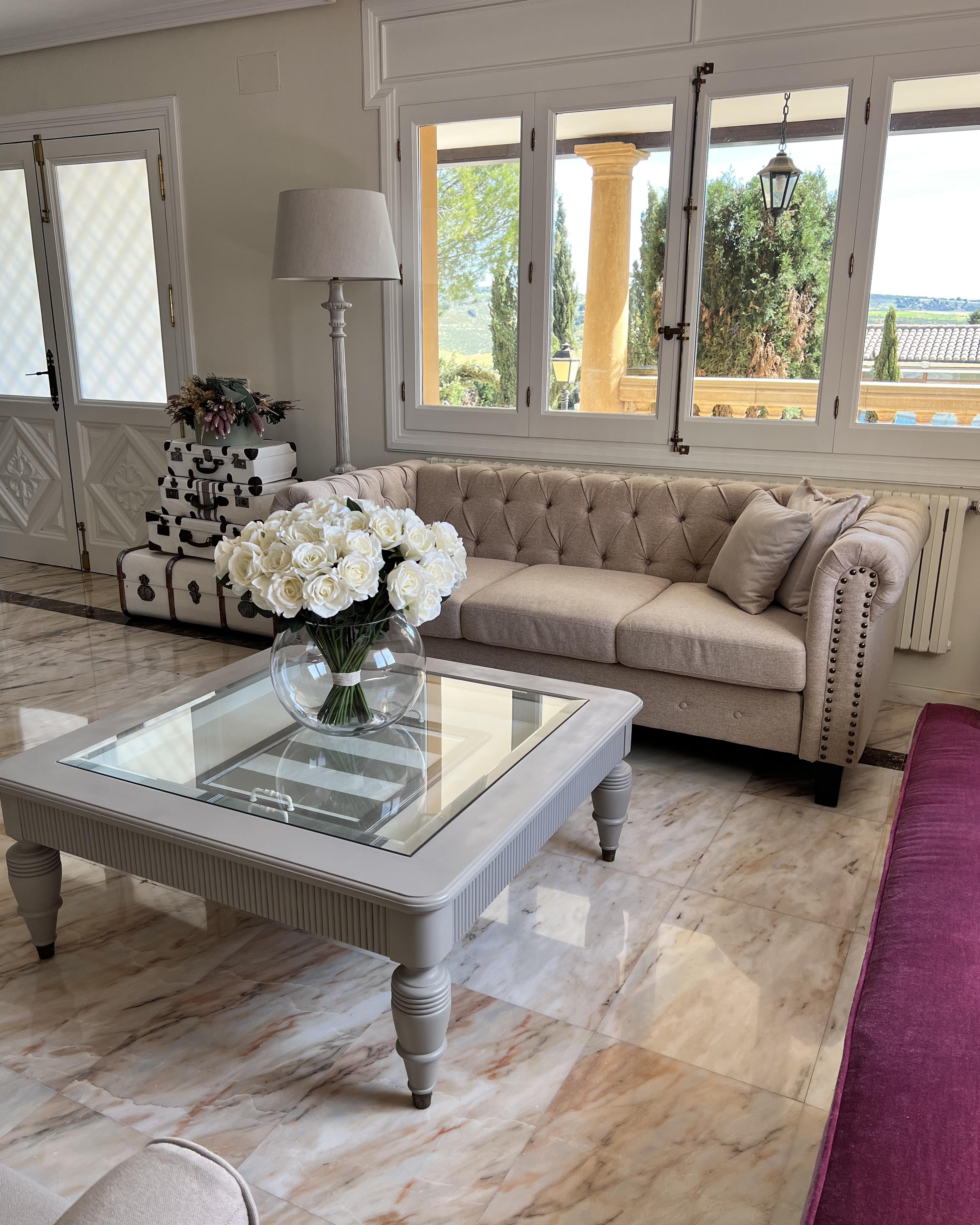 Bank 3-zits CHESTERFIELD Stof Beige