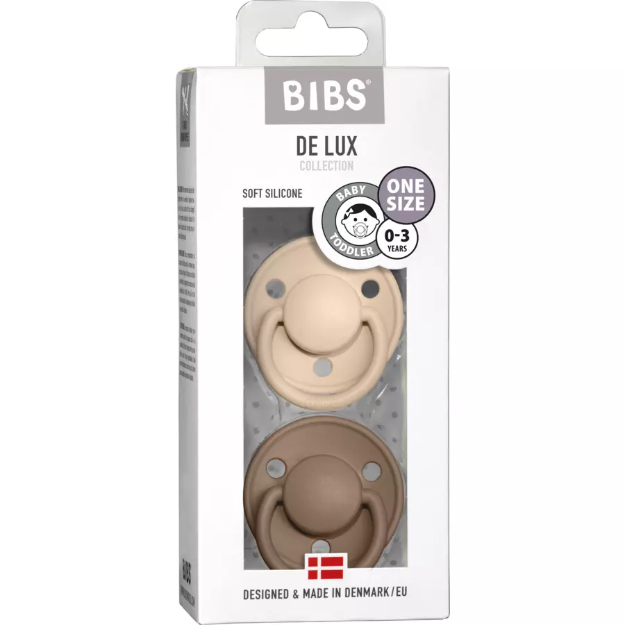 BIBS® Schnuller De Lux Vanilla  Dark Oak 0-36 Monate, 2 Stk.