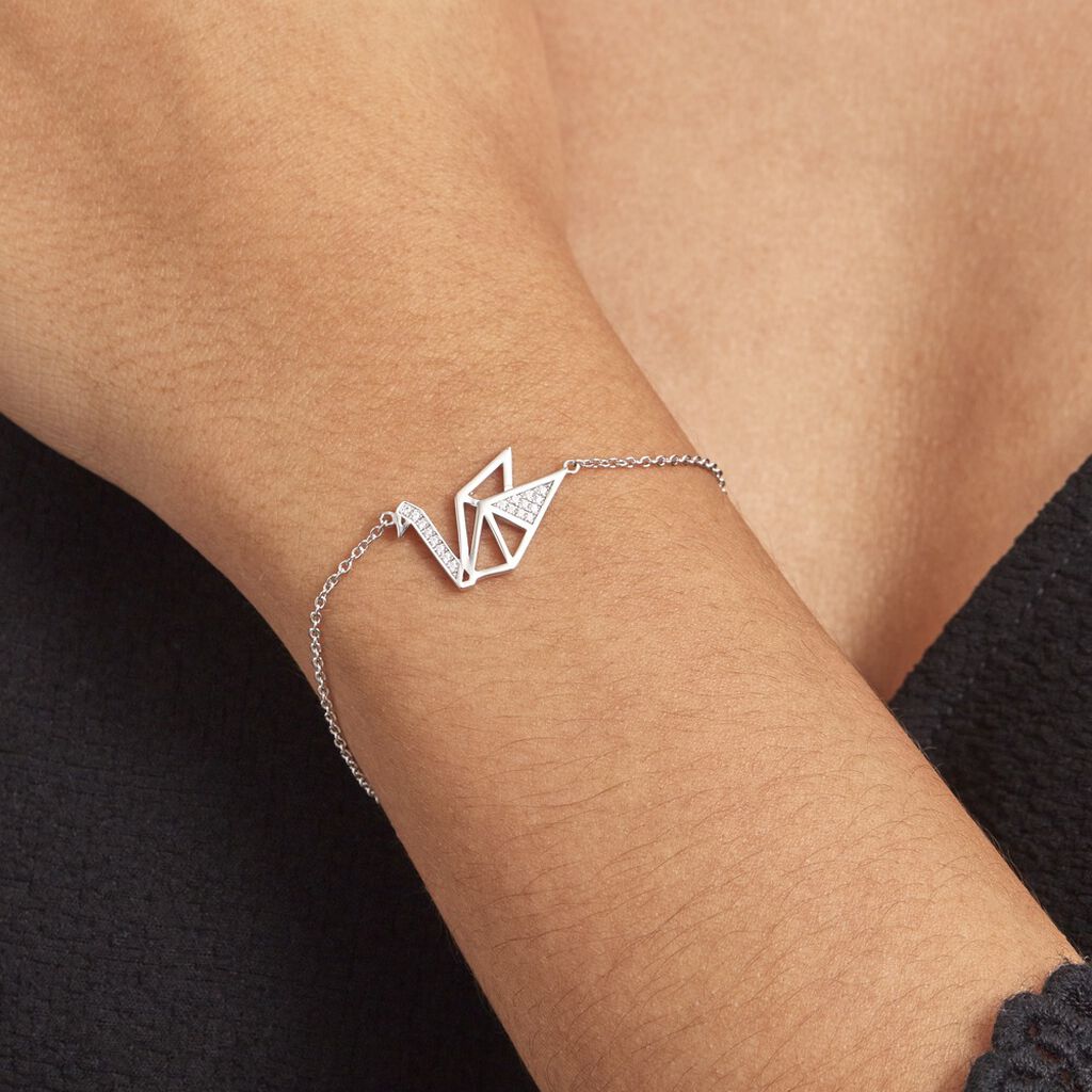 Bracelet Origami Argent Blanc Oxyde De Zirconium