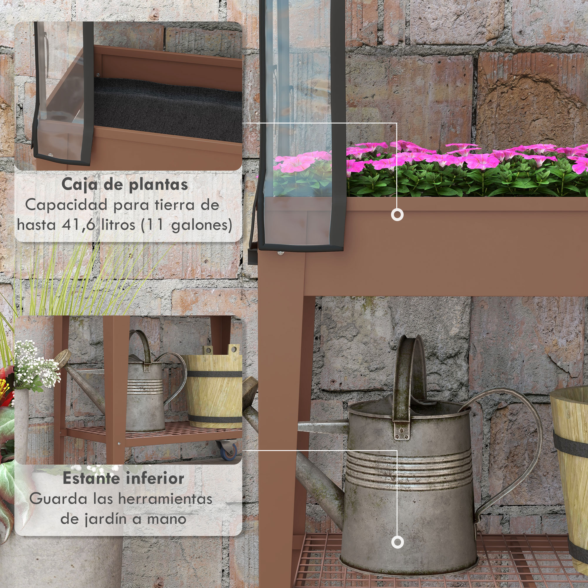 Mesa de cultivo Outsunny Brown